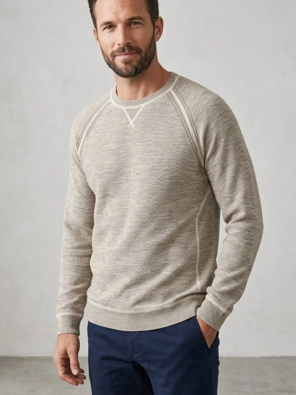TOMMY BAHAMA BEIGE/OATMEAL SANDY BAY REVERSIBLE CREWNECK PULLOVER KNIT SWEATER